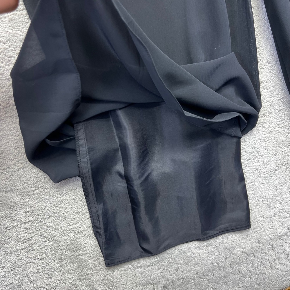 Adrianna Papell Pants 8P Black Evening Essentials Wide Leg Palazzo Sheer Flowy - Picture 5 of 16